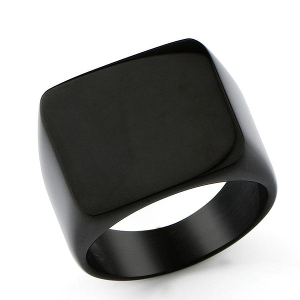 hommes bague en acier inoxydable Style Simple noir or argent