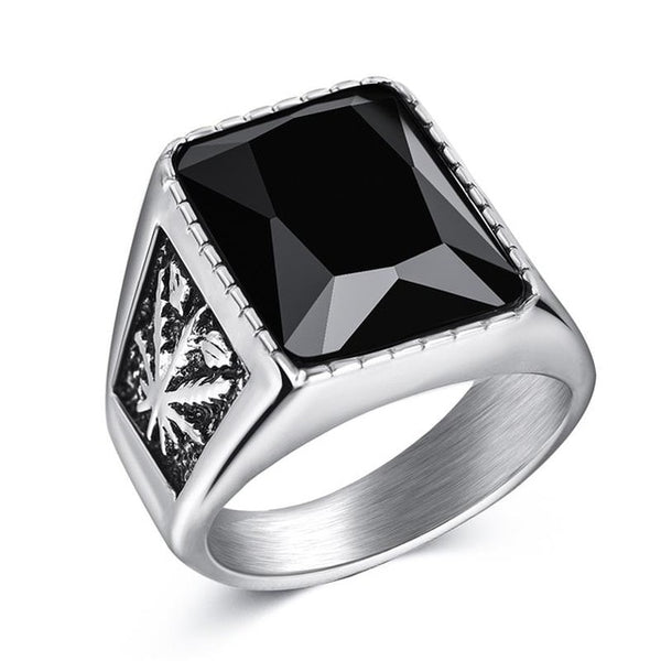 hommes bague en acier inoxydable Style Simple noir or argent