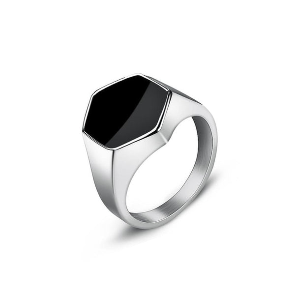 hommes bague en acier inoxydable Style Simple noir or argent