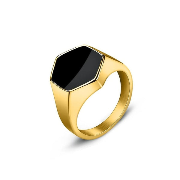 hommes bague en acier inoxydable Style Simple noir or argent