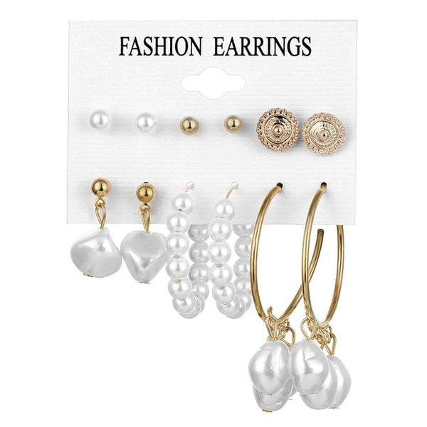 EN 12 paires fleur femmes boucles d'oreilles ensemble perle cristal boucles d'oreilles