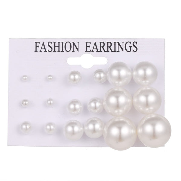 EN 12 paires fleur femmes boucles d'oreilles ensemble perle cristal boucles d'oreilles