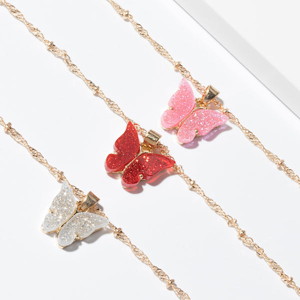 Mignon papillon pendentif collier pour les femmes