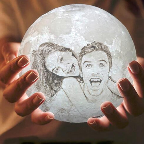 Personalized Photo 3D Print Romantic Moon Lamp Night Light Charging Tap Control  Remote 16Colors Moon Light  Kids Lover Gifts