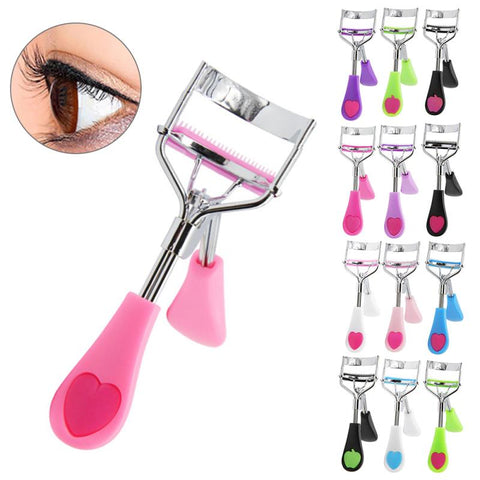 Eyelash Curler Lashes Accessories Multicolor Heart Handle With Brush Eyelash Curler False Eyelash Aids Beauty Makeup Tools TSLM1