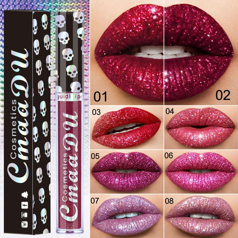 New 8-color matte lipstick waterproof lipstick liquid lipstick sexy red lips makeup lip gloss shiny metal lip gloss