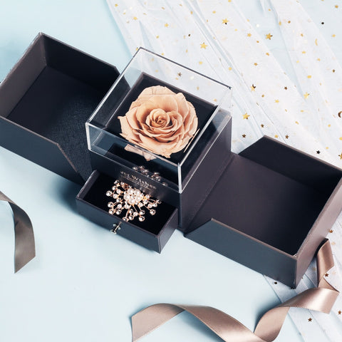 New Design Fashion Ladies Simple Flower Edge Rose Ring Box Marriage Ring Jewelry Box Ladies Jewelry Gift for Valentine's Day