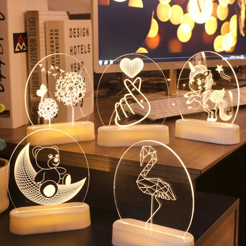 Wedding Decoration Valentines Day Love Butterfly Baby Shower 3D Acrylic Led Night Light Unicorn Birthday Party Gifts Christmas .